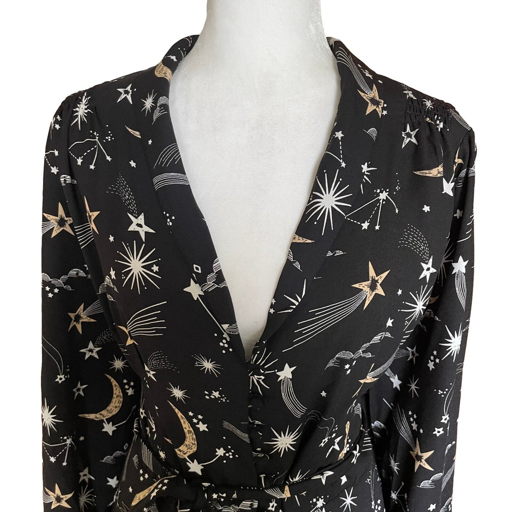 Joanie Babs Celestial Moon Star V Neck Midi Dress Size 14 - Picture 7 of 15